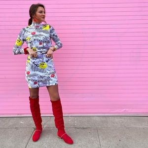 NWT | asos | ribbed art pop skirt set